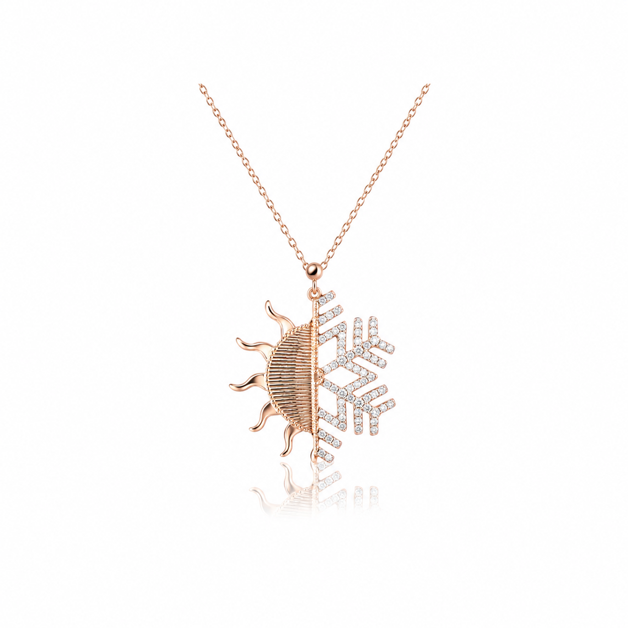 Güneş Işıltısı Kolye | 925 Ayar Gümüş Rose Gold