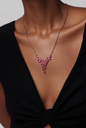 WENTO Silver Pink Leaf Pembe Yaprak Kolye