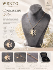 Güneş Işıltısı Kolye | 925 Ayar Gümüş Rose Gold