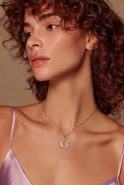 Güneş Işıltısı Kolye | 925 Ayar Gümüş Rose Gold