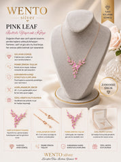 WENTO Silver Pink Leaf Pembe Yaprak Kolye