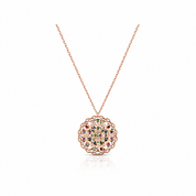 WENTO Silver Renkli Taşlı Mandala Kolye | 925 Ayar Gümüş | Rose Gold | Zarif Tasarım