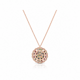 WENTO Silver Renkli Taşlı Mandala Kolye | 925 Ayar Gümüş | Rose Gold | Zarif Tasarım