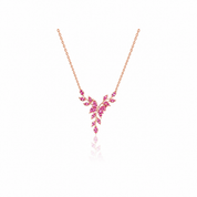 WENTO Silver Pink Leaf Pembe Yaprak Kolye