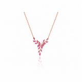 WENTO Silver Pink Leaf Pembe Yaprak Kolye
