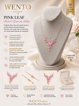 🌸 WENTO Silver – Pink Leaf Işıltılı Yaprak Kolye
