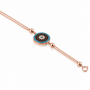 WENTO Silver Nazar Bileklik | 925 Ayar Gümüş Rose Gold Kaplama | Ayarlanabilir Zincir