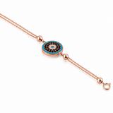 WENTO Silver Nazar Bileklik | 925 Ayar Gümüş Rose Gold Kaplama | Ayarlanabilir Zincir