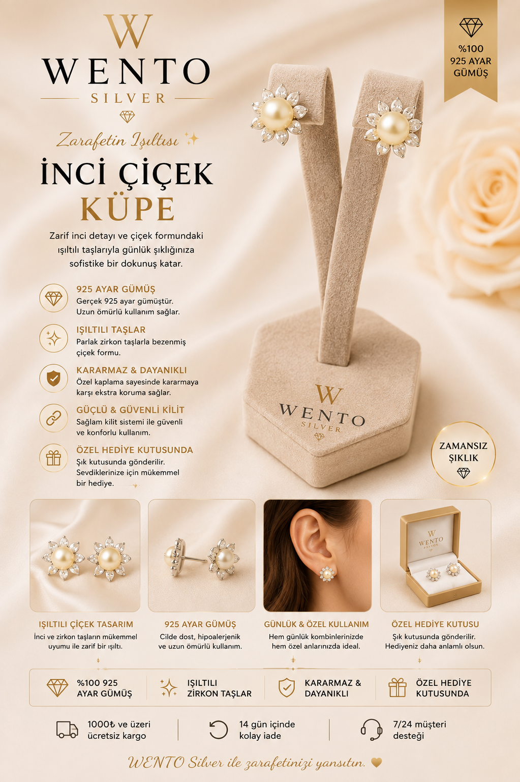 İnci küpe özel üretim